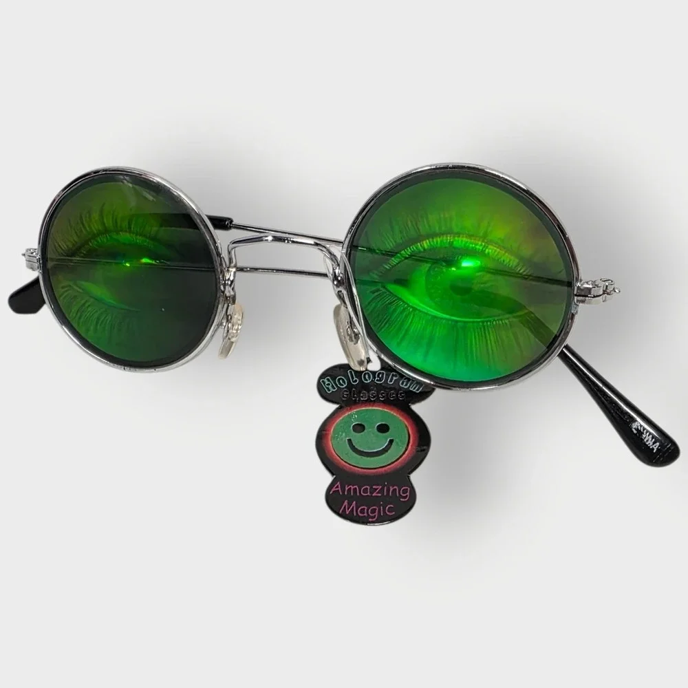 Holographic WIDE HUMAN EYES Sunglasses Glasses‎ Vintage 1990's Halloween Costume